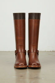 front-view - Women's Handmade Brown Classic Riding Boots, Knee-High Leather Riding Boots