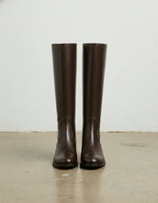 front-view - Women's Handmade Brown Classic Riding Knee-High Leather Boots