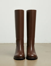 front-view - Women's Handmade Brown Knee-High Leather Riding Boots