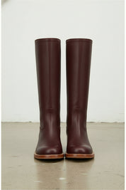 front-view - Women's Handmade Burgundy Knee-High Leather Classic Riding Boots