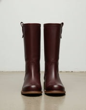 front-view - Women's Handmade Burgundy Leather Roper Mid-Calf Boots