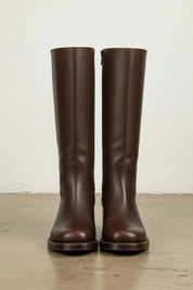 front-view - Women's Handmade Chocolate Knee-High Leather Riding Boots
