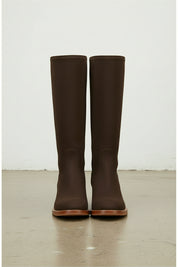 front-view - Women's Handmade Chocolate Suede Leather Classic Riding Boots