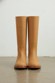 front-view - Women's Handmade Cognac Brown Knee-High Leather Classic Riding Boots
