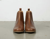 front-view - Women's Handmade Cognac Brown Leather Chelsea Boots