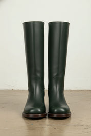 front-view - Women's Handmade Dark Green Knee-High Leather Riding Boots