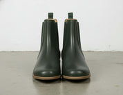 front-view - Women's Handmade Dark Green Leather Chelsea Boots