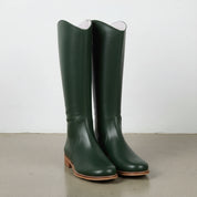 front-view - Women's Handmade Dark Green Leather Chelsea Boots