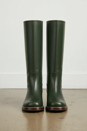 front-view - Women's Handmade Dark Green Leather Classic Riding Boots