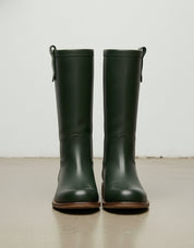 front-view - Women's Handmade Dark Green Leather Classic Riding Boots