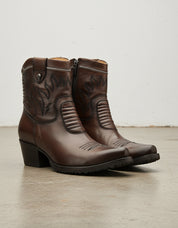 Full-Grain Calf Leather Women's Western Cowboy Boots - angle-view-showing-depth