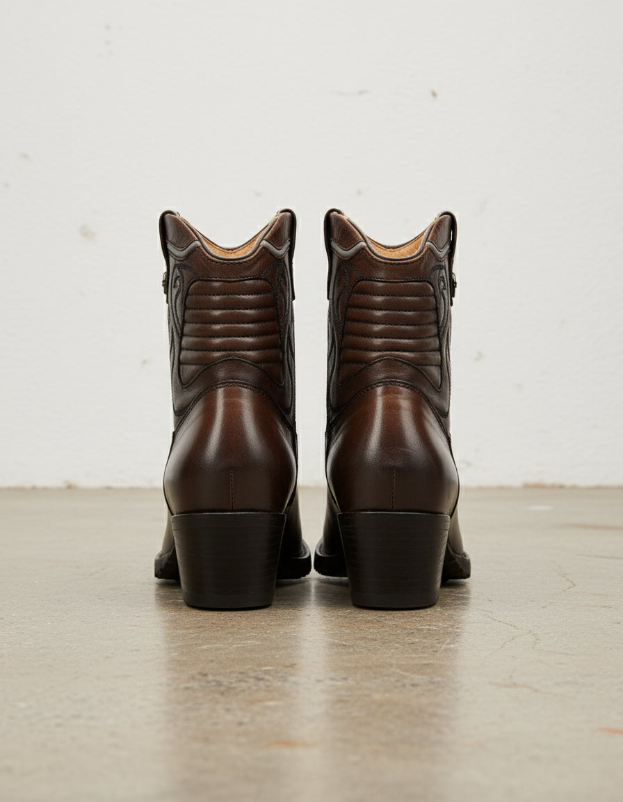 Full-Grain Calf Leather Women's Western Cowboy Boots - back-view