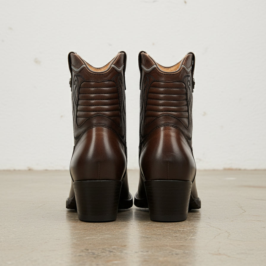 Full-Grain Calf Leather Women's Western Cowboy Boots - back-view