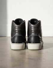 Geniune Leather Men's High-Top Biker Sneakers - back-view