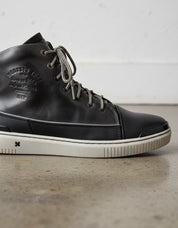 Geniune Leather Men's High-Top Biker Sneakers - detail-view-showing-texture
