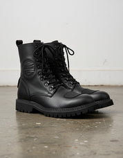 Genuine Calf Leather Men's Biker Boots - Extra Protection Toe Boots - 3-4-right-view