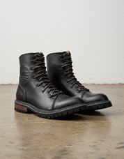 Genuine Calf Leather Men's High Ankle Biker Boots - angle-view-showing-depth