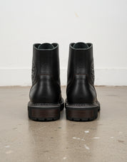 Genuine Calf Leather Men's High Ankle Biker Boots - back-view