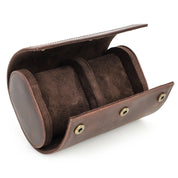 Genuine Leather 2 Slots Portable Watch Roll Case