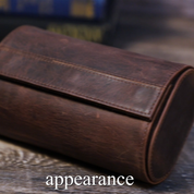 Genuine Leather 2 Slots Portable Watch Roll Case