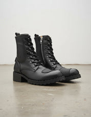 Genuine Leather High Ankle Heavy Duty Biker Women's Boots - angle-view-showing-depth