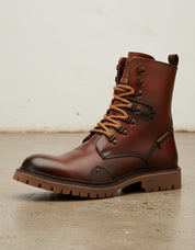 Genuine Leather Men's Lace-Up High Ankle Boots - detail-view-showing-texture