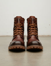 Genuine Leather Men's Lace-Up High Ankle Boots - front-view