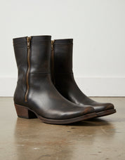 Genuine Leather Side Zipper Men's Western Boots - angle-view-showing-depth