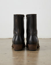 Genuine Leather Side Zipper Men's Western Boots - back-view