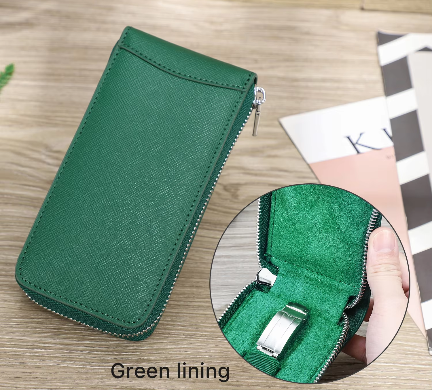 Genuine Leather Single Watch Zipper Watch Pouch Organizer