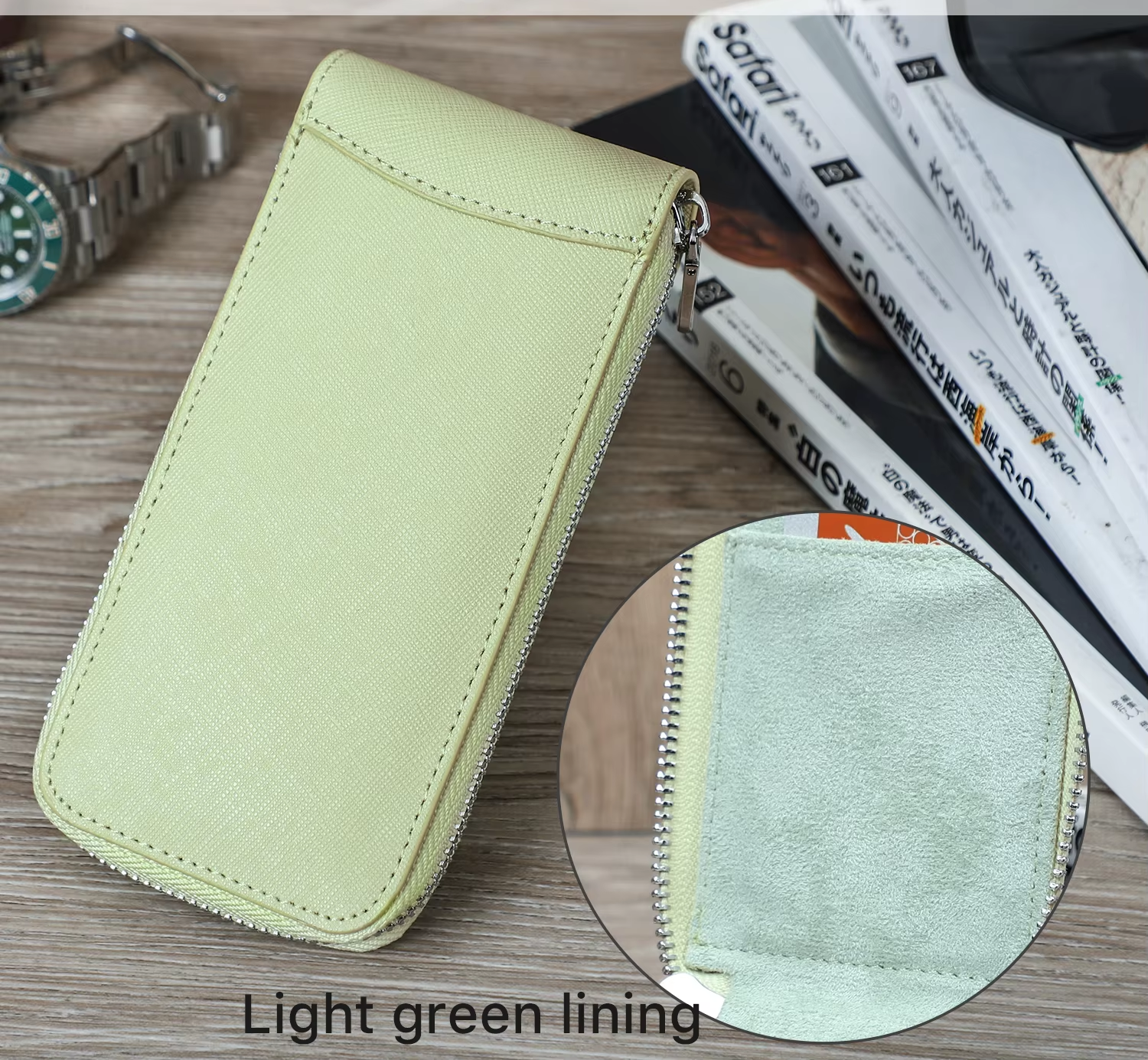 Genuine Leather Single Watch Zipper Watch Pouch Organizer