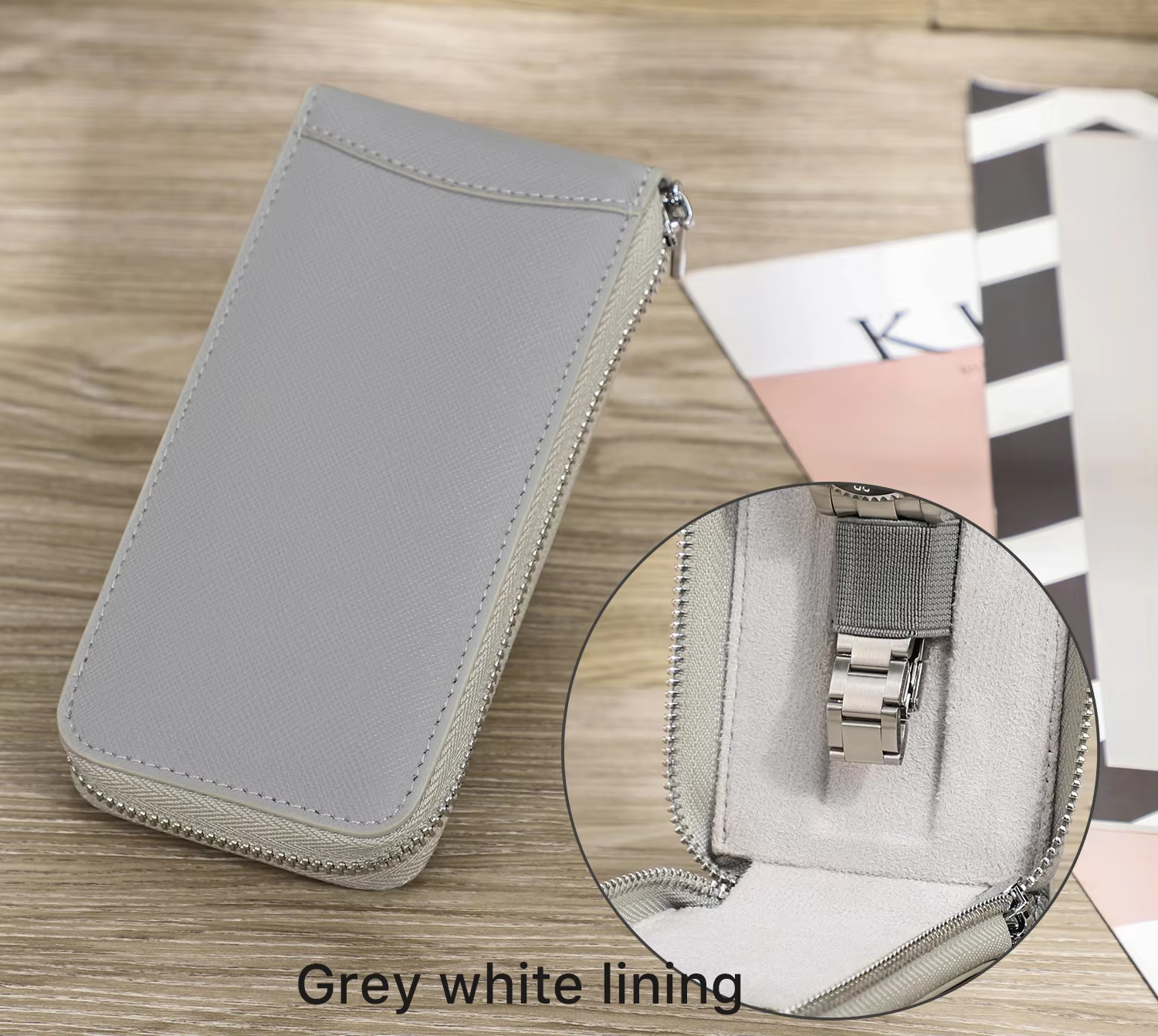 Genuine Leather Single Watch Zipper Watch Pouch Organizer