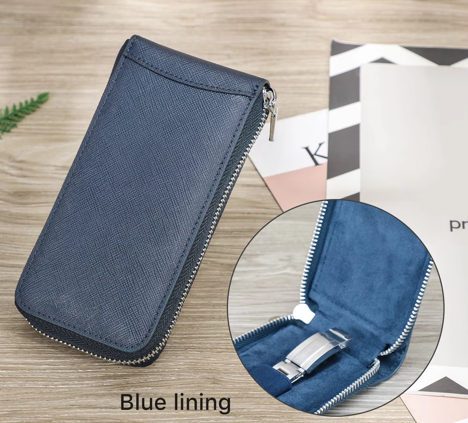 Genuine Leather Single Watch Zipper Watch Pouch Organizer