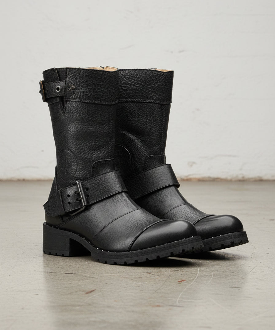 Genuine Leather Women's Ankle Boots - Comfort and Durable Moto Boots - 3-4-right-view