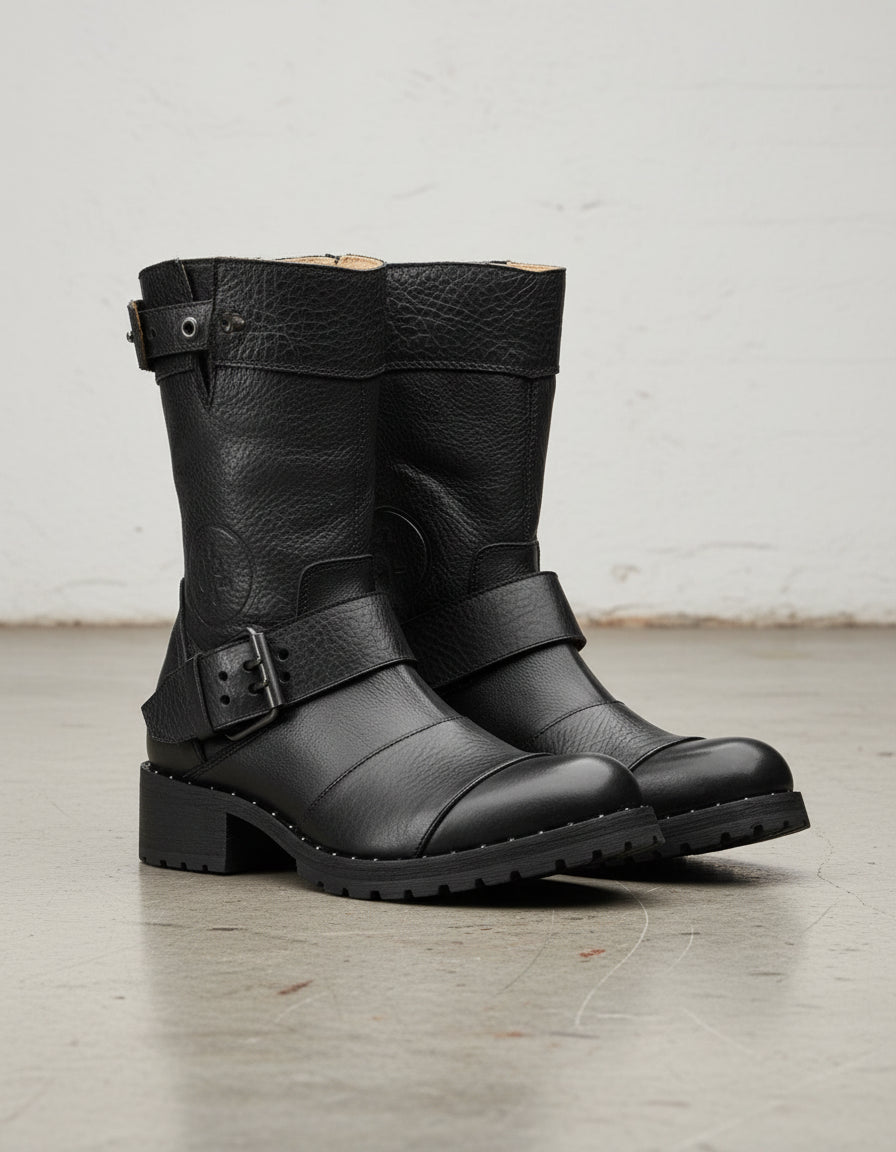 Genuine Leather Women's Ankle Boots - Comfort and Durable Moto Boots - 3-4-right-view