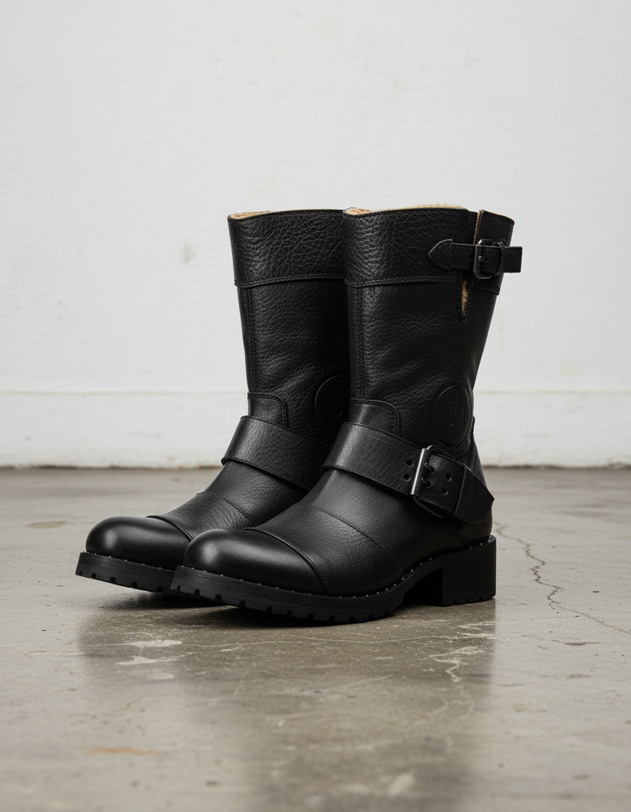 Genuine Leather Women's Ankle Boots - Comfort and Durable Moto Boots - angle-view-showing-depth