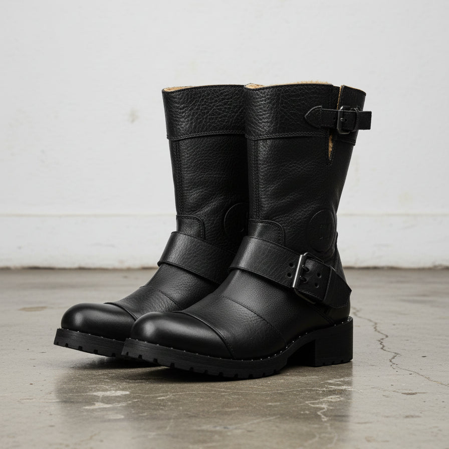 Genuine Leather Women's Ankle Boots - Comfort and Durable Moto Boots - angle-view-showing-depth