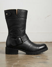 Genuine Leather Women's Ankle Boots - Comfort and Durable Moto Boots - detail-view-showing-texture