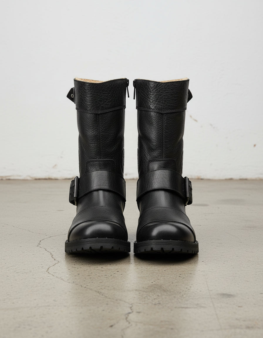 Genuine Leather Women's Ankle Boots - Comfort and Durable Moto Boots - front-view