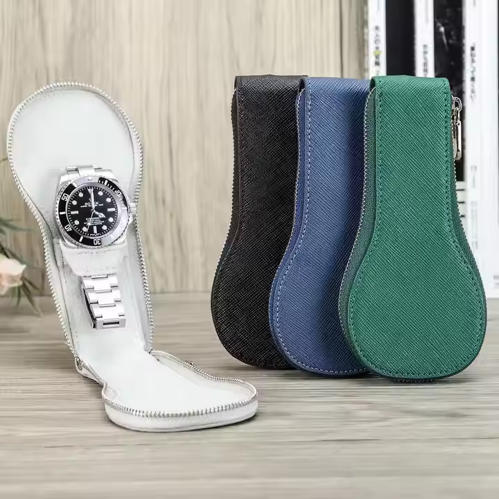 Genuine Leather Zipper Watch Pocket Organizer