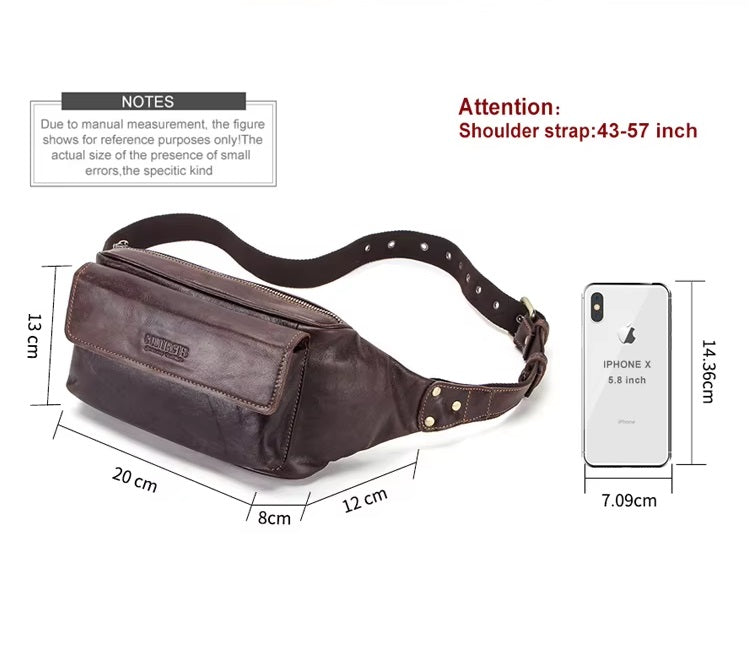 Men's Dark Brown Leather Fanny Pack — Hetton