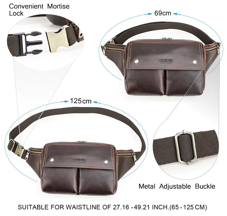 Men's Multi-Zipper Waist Pack Bag - Waist Pack for Outdoor Adventures