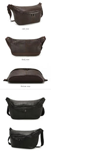Handmade Fashion Zipper Genuine Leather Men’s FannyPack Bag