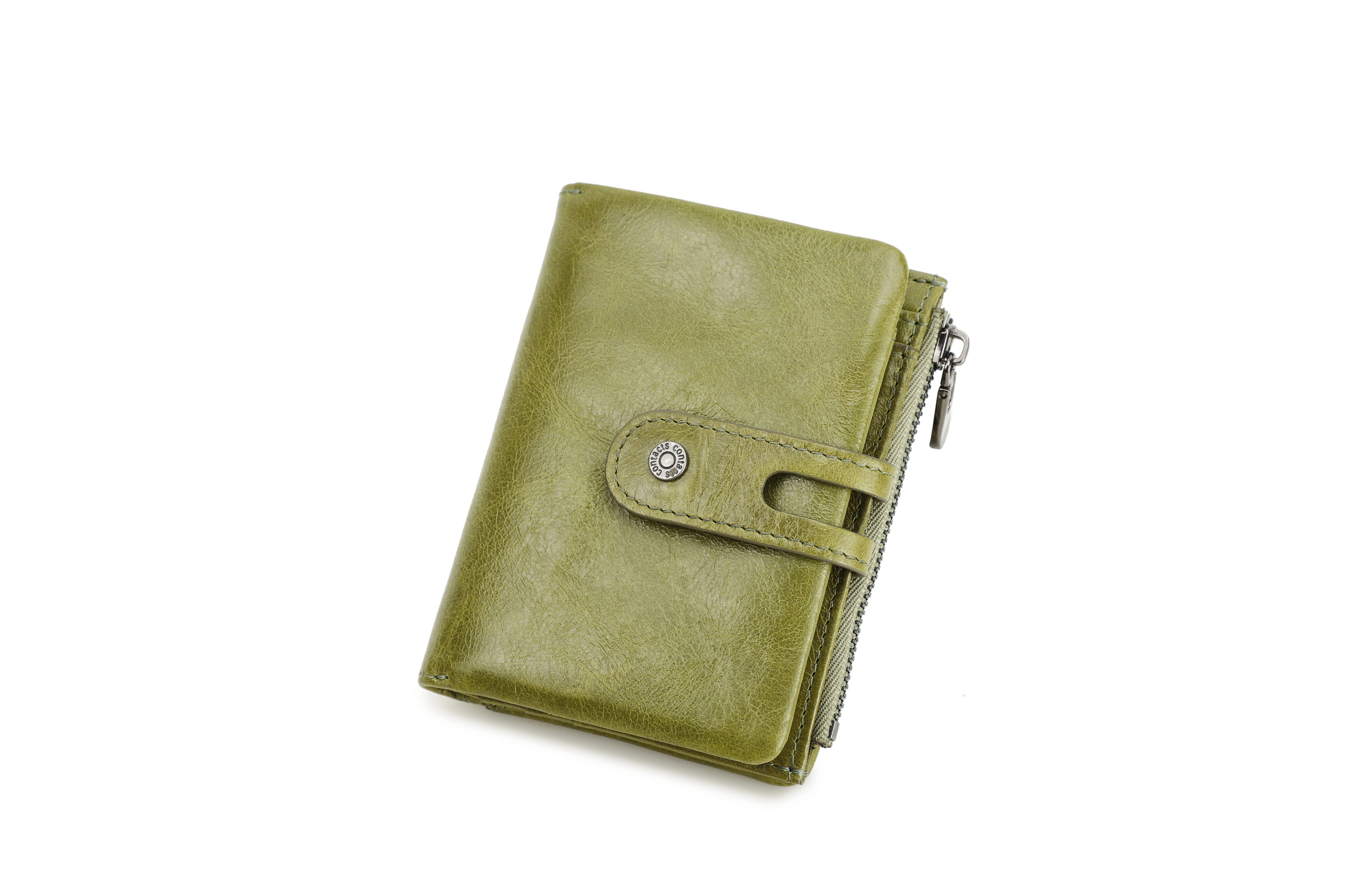 Women's Leather Wallet with Airtag Slot & Card Organizer