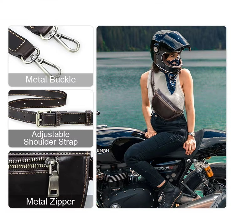 Women's Chic Full Grain Leather Crossbody Fanny Pack, Premium Waist Bag