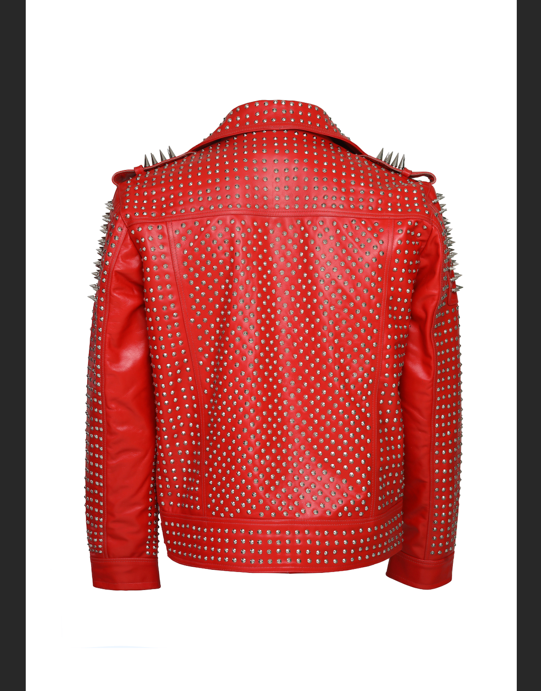 Red Ripped Jacket Hand Studded Red spiked leather jacket for men, Rivet Punk studded jac ...