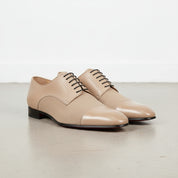 Beige-Handcrafted Black Suede and Leather Formal Men's Shoes - angle-view-showing-depth