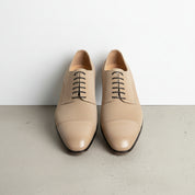 Beige-Handcrafted Black Suede and Leather Formal Men's Shoes - front-view