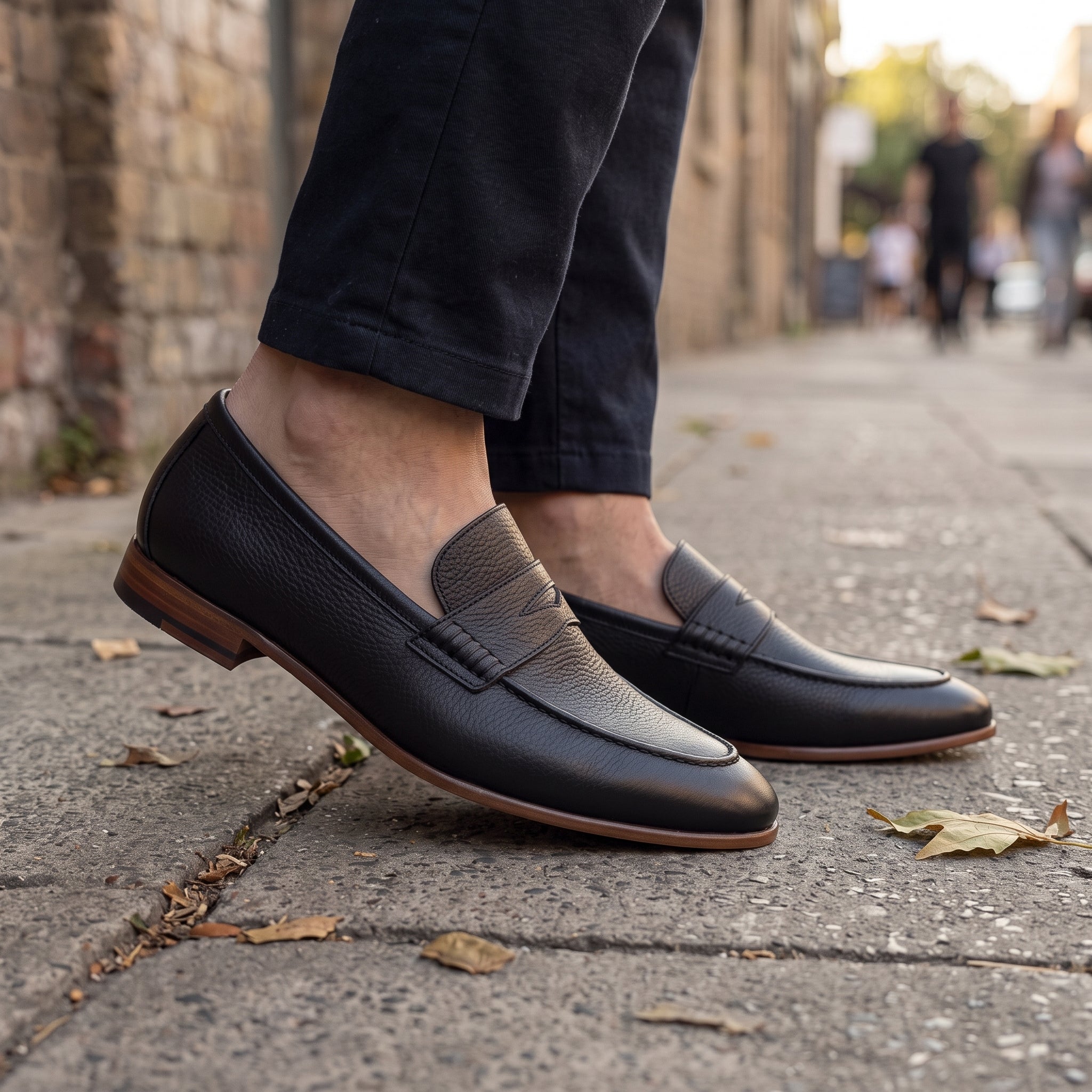 Handcrafted Men's Black Leather Moccasin Loafers — Finsbury