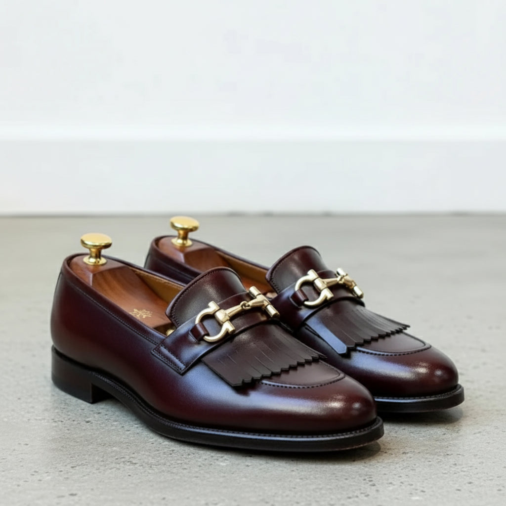 Handcrafted Men's Brown Leather Loafers - 3-4-right-view